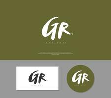 GR Initial handwriting or handwritten logo for identity. Logo with signature and hand drawn style. vector