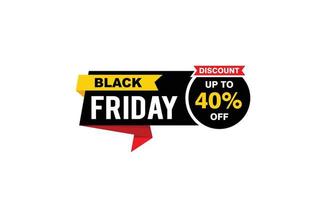 40 Percent discount black friday offer, clearance, promotion banner layout with sticker style. vector