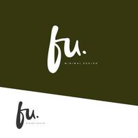 FU Initial handwriting or handwritten logo for identity. Logo with signature and hand drawn style. vector