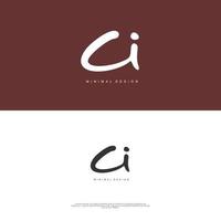 CI Initial handwriting or handwritten logo for identity. Logo with signature and hand drawn style. vector