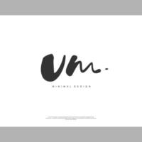 VM Initial handwriting or handwritten logo for identity. Logo with signature and hand drawn style. vector