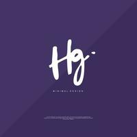 HG Initial handwriting or handwritten logo for identity. Logo with signature and hand drawn style. vector