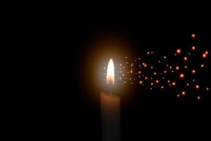 Candle flame shot with computer graphic light, idea and inspiration light of hope copy space for text and individual design photo