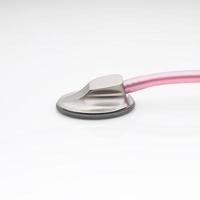 The diaphragm of medical stethoscope isolated on a white background photo