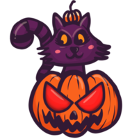 pequeño gato en fiesta de halloween png