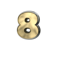 3D illustration Gold number 8 png