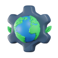 Earth Gear Earth Day 3D Illustration png