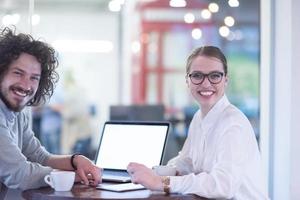 startup Business team Working With laptop in creative office photo