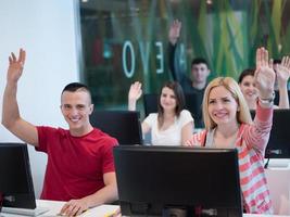 technology students group in computer lab school  classroom photo