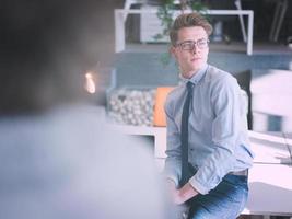 young businessman in startup office photo