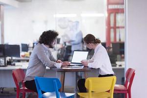 startup Business team Working With laptop in creative office photo