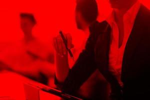 woman hands holding pen on business meeting photo