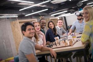 Young Multiethnic Business team using virtual reality headset photo