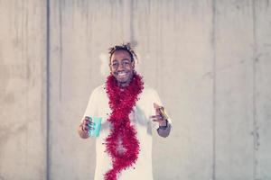 young black business man celebrating new years party photo