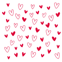 Cute red Hearts in a square frame. png