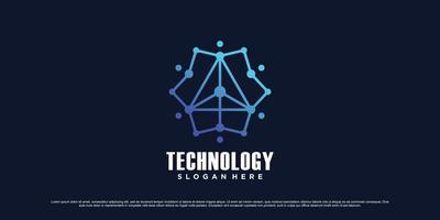 plantilla de diseño de logotipo de red digital para tecnología con icono de triángulo y concepto único creativo vector