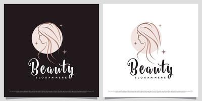 Elegant beauty logo design for woman salon with creative element and business card template vector