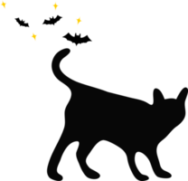 Silhouette der schwarzen Katze auf weißem Hintergrund. Symbol. Logo, Druck, Halloween. png