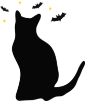 silhouette de chat noir sur fond blanc. icône. logo, impression, halloween. png