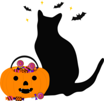 silhueta de gato preto sobre fundo branco. ícone. logotipo, impressão, halloween. png