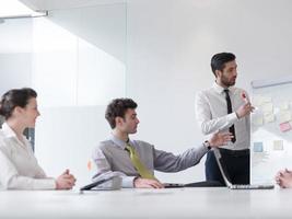 group of young business people  on meeting at modern startup office photo