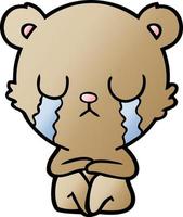 crying cartoon bear vector