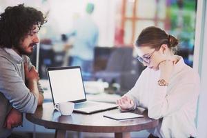 startup Business team Working With laptop in creative office photo