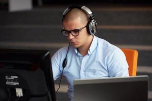 startup business, software developer working on computer photo