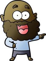 cartoon crazy happy man with beard vector