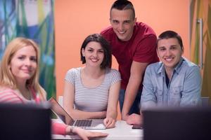 technology students group in computer lab school  classroom photo