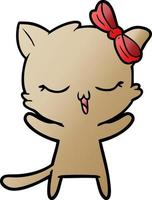 cartoon cat with bow on head vector