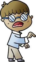 cartoon boy wearing spectacles vector