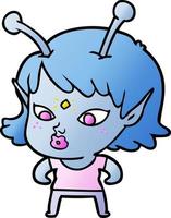 pretty cartoon alien girl vector