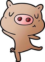 cartoon pig dancing vector