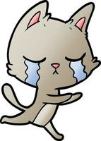 crying cartoon cat running vector