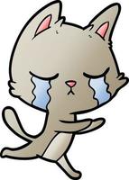 crying cartoon cat running vector