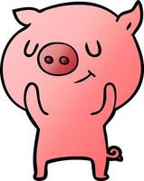 happy cartoon pig vector