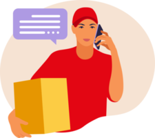 Man holding a box. Courier delivers the parcel . png