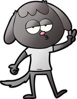 cartoon tired dog giving peace sign vector