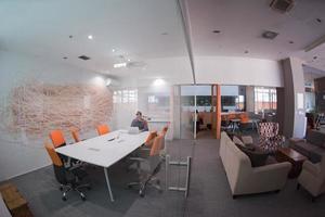 businessman working using a laptop in startup office photo