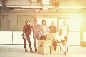 portrait of multiethnic business people with sunlight through the windows photo