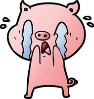 dibujos animados de cerdo llorando vector