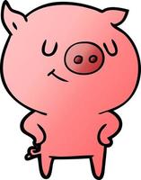 happy cartoon pig vector