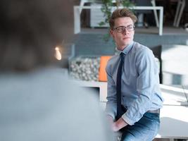 young businessman in startup office photo