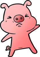 cartoon angry pig vector