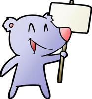 protester bear cartoon vector