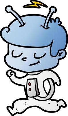 friendly cartoon spaceman running