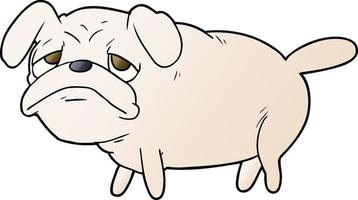 cartoon unhappy pug dog vector