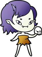 cartoon friendly vampire girl with skull vector