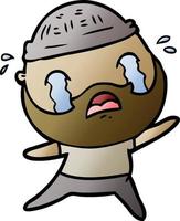 cartoon bearded man crying vector